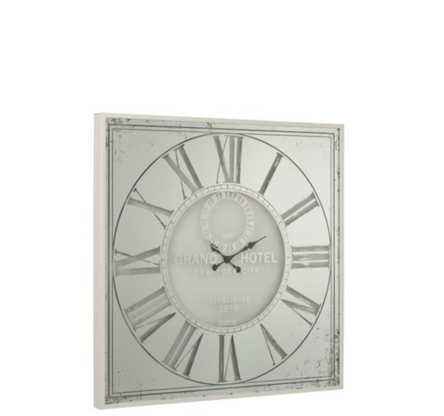 HORLOGE CARREE MIROIR METAL