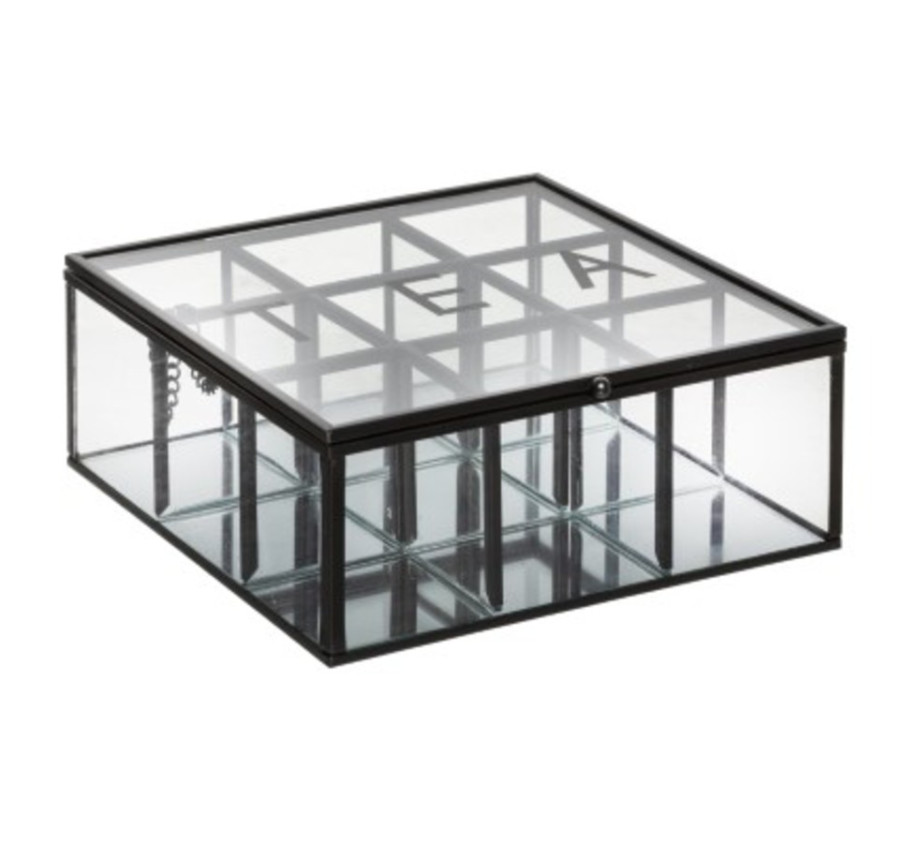 BOITE TEA EN VERRE ET EN METAL
