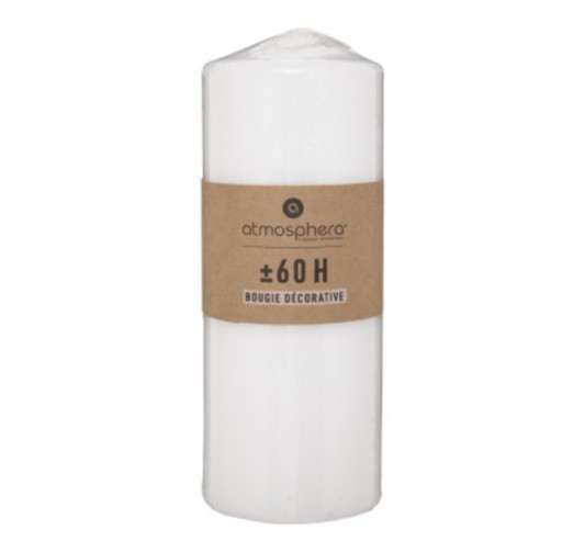 BOUGIE RONDE BLANCHE H.18CM︱Lory