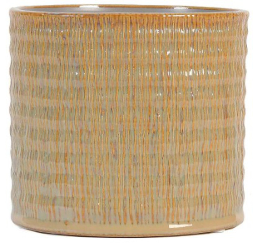 CACHE POT EN CERAMIQUE JAUNE