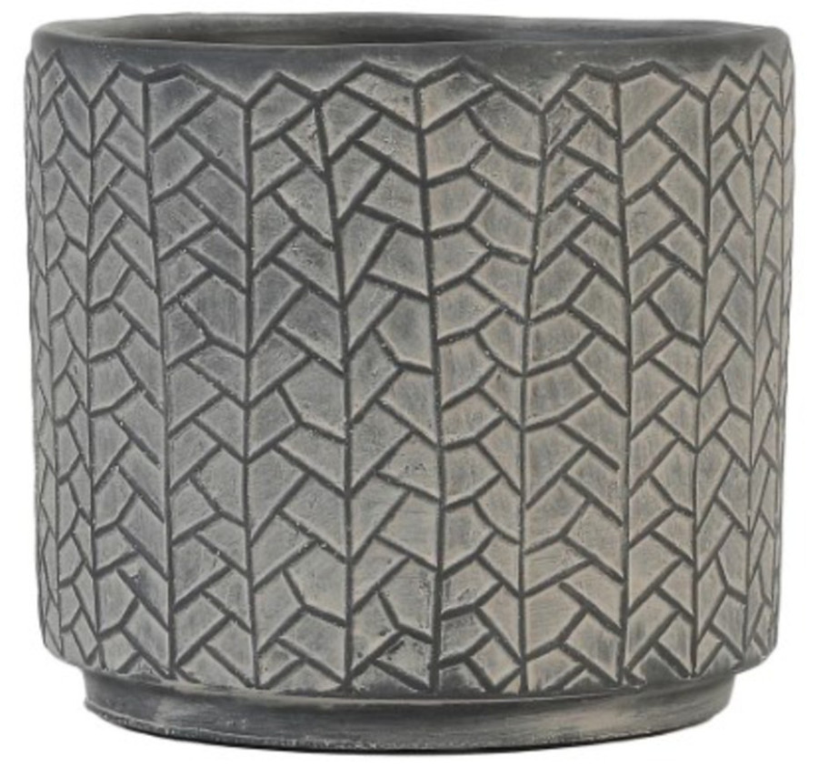 CACHE POT CERAMIQUE GRIS FONCE