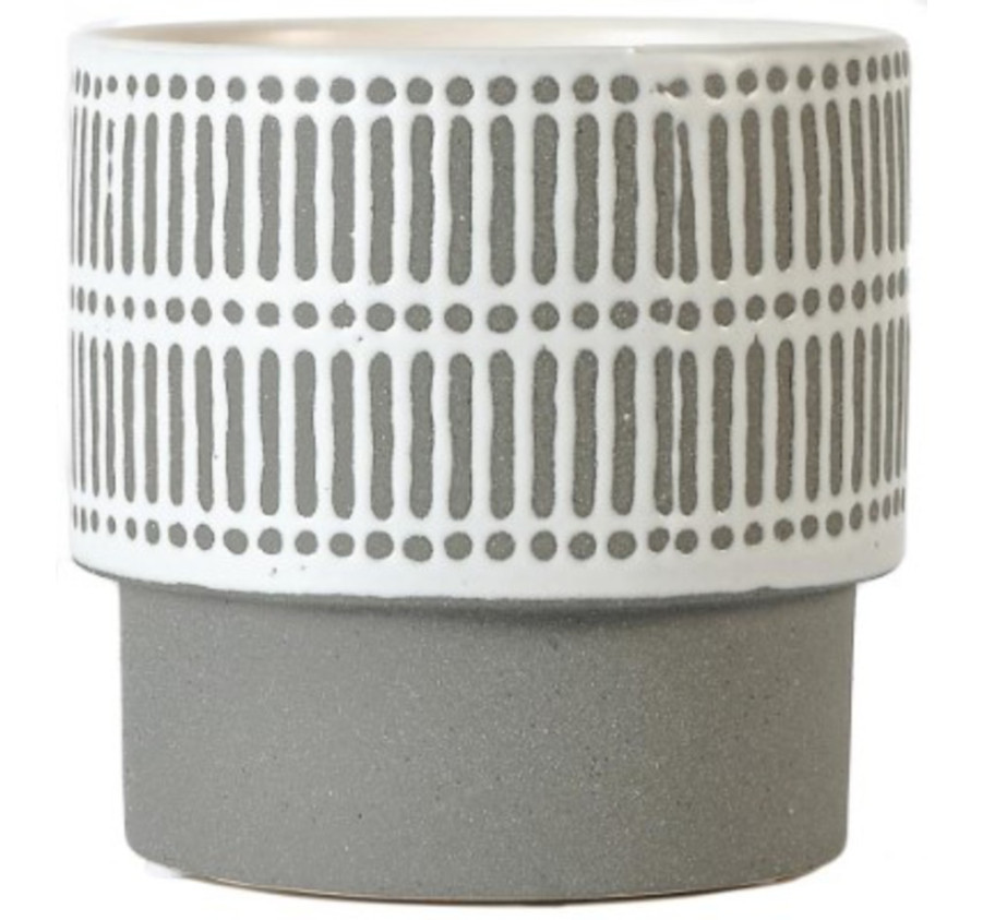 CACHE POT CERAMIQUE GRIS/BLANC