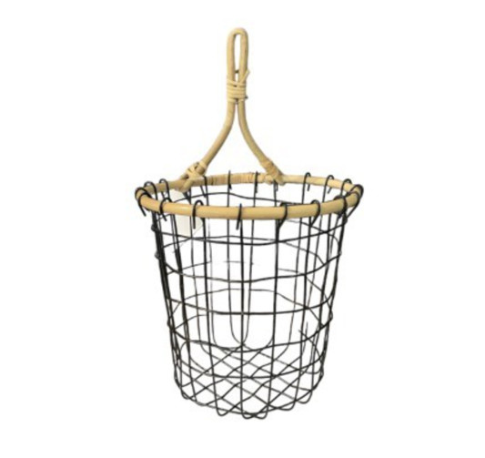 PANIER EN METAL NOIR ET RATTAN︱Lory