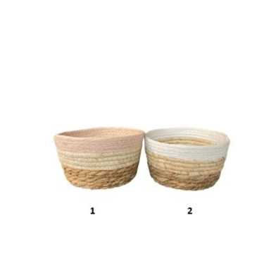 PANIER EN OSIER ROND BICOLORE︱Lory