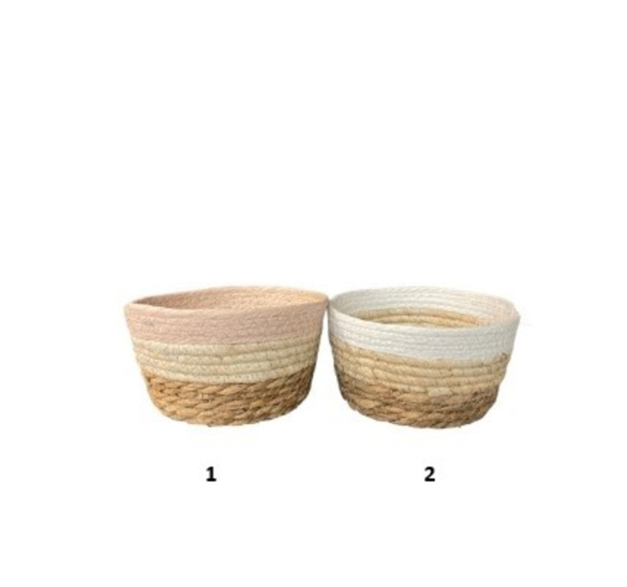 PANIER EN OSIER ROND BICOLORE