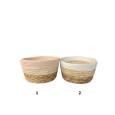 PANIER EN OSIER ROND BICOLORE
