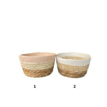 PANIER EN OSIER ROND BICOLORE︱Lory