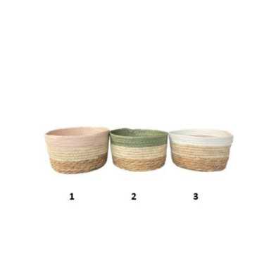 PANIER EN OSIER ROND BICOLORE︱Lory