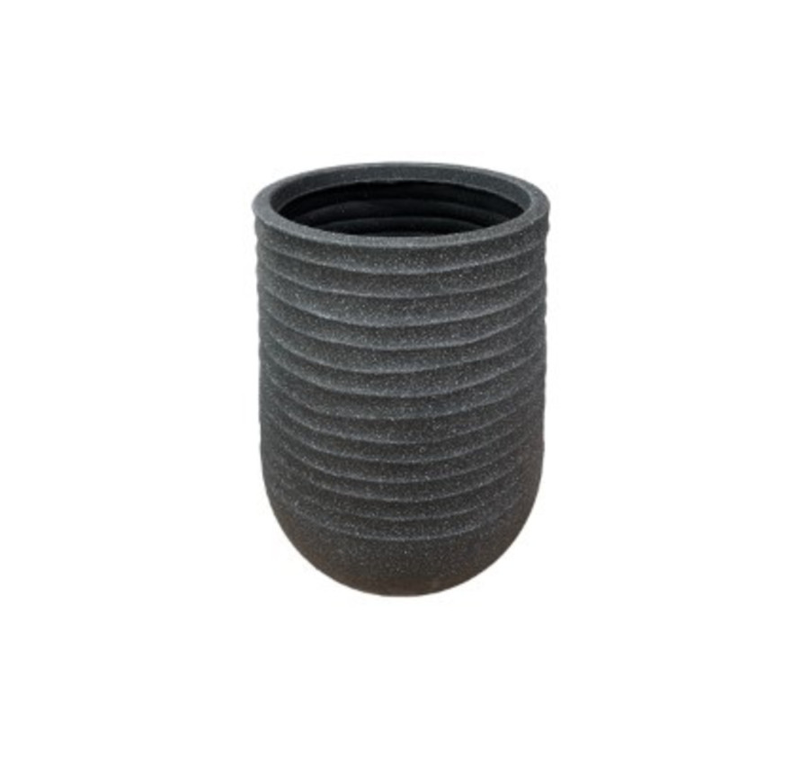 CACHE POT ROND HAUT NOIR