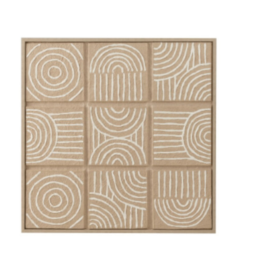 TABLEAU GRILLE BEIGE ET BLANC