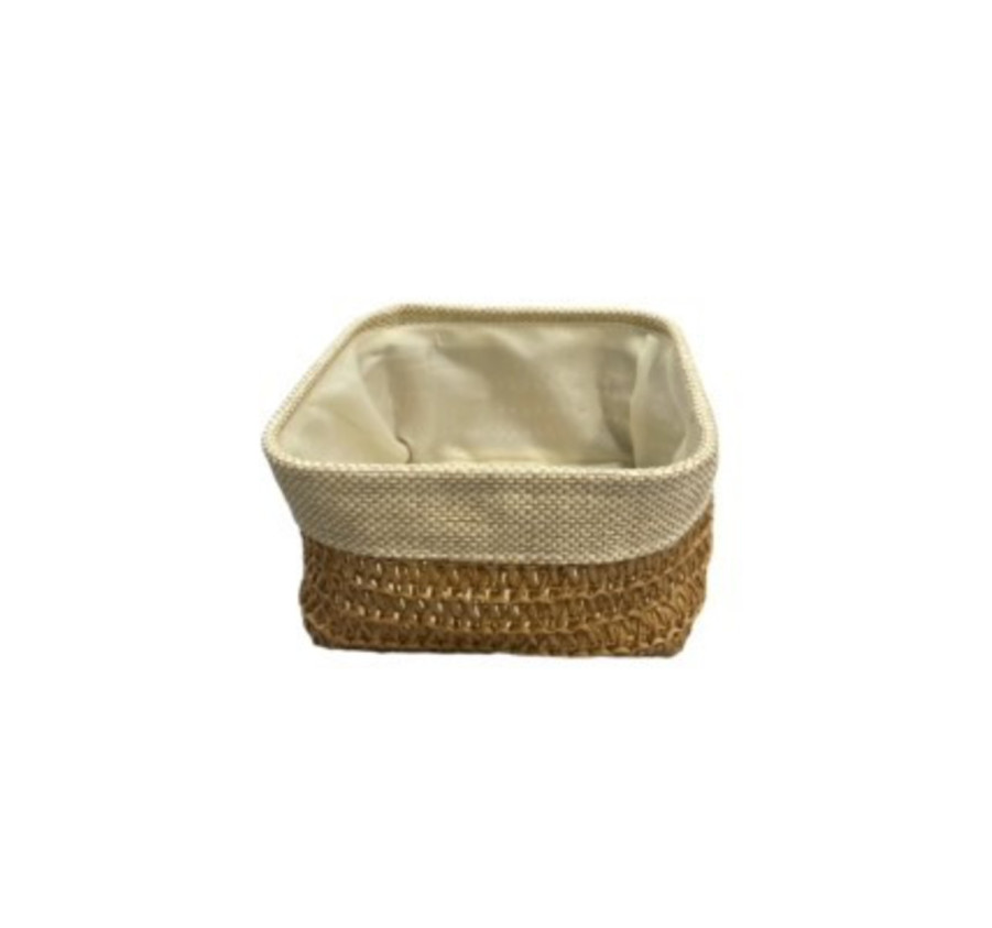 PANIER CARRE EN TISSU BEIGE