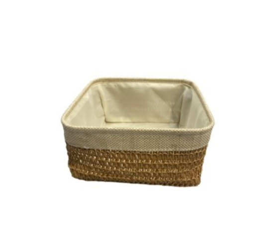 PANIER CARRE RAFIA ET TISSU︱Lory