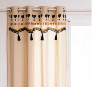 RIDEAU EN COTON TRIBAL BEIGE︱Lory