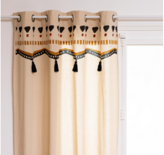 RIDEAU EN COTON TRIBAL BEIGE︱Lory