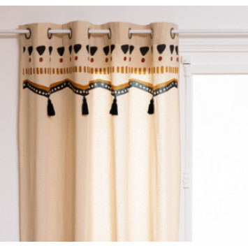 RIDEAU EN COTON TRIBAL BEIGE︱Lory