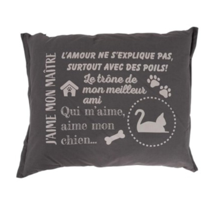 COUSSINS ANIMAUX TEXTE 90X70CM