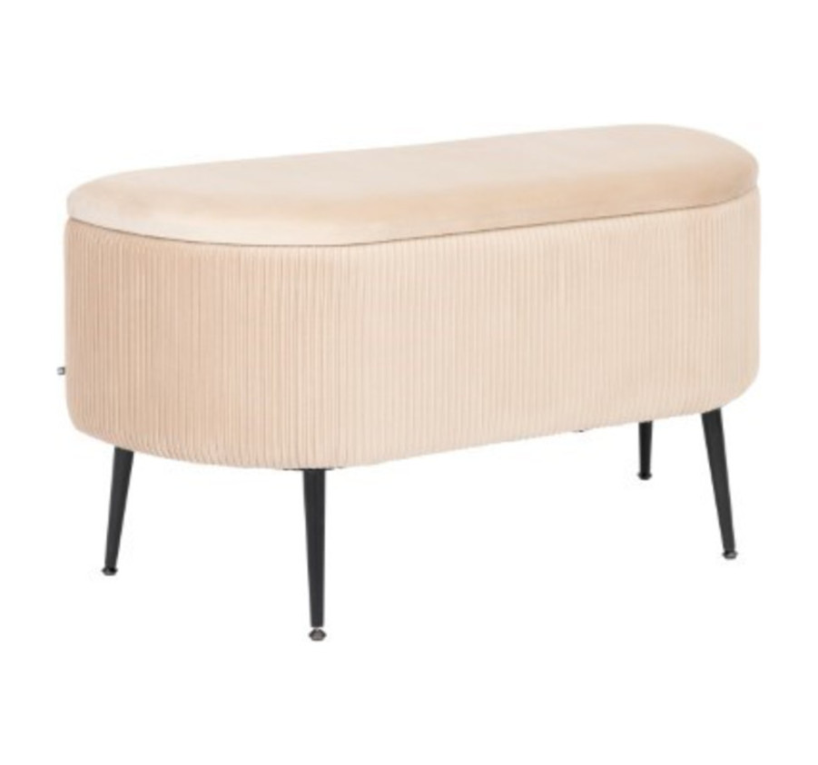 BANC COFFRE EN VELOURS BEIGE