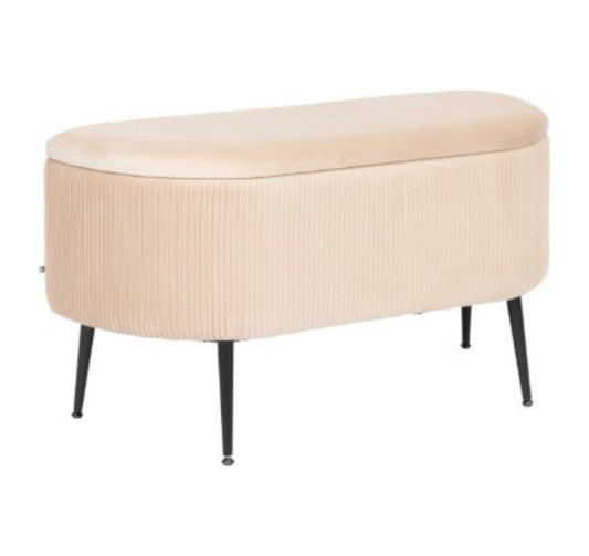 BANC COFFRE EN VELOURS BEIGE︱Lory