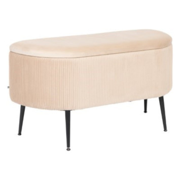 BANC COFFRE EN VELOURS BEIGE︱Lory