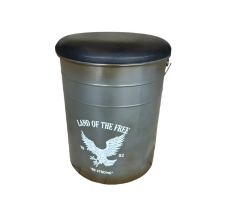 BIDON EN METAL GRIS AVEC ANSE