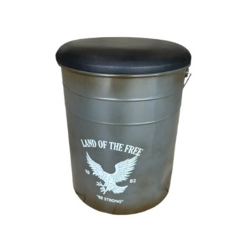 BIDON EN METAL GRIS AVEC ANSE︱Lory