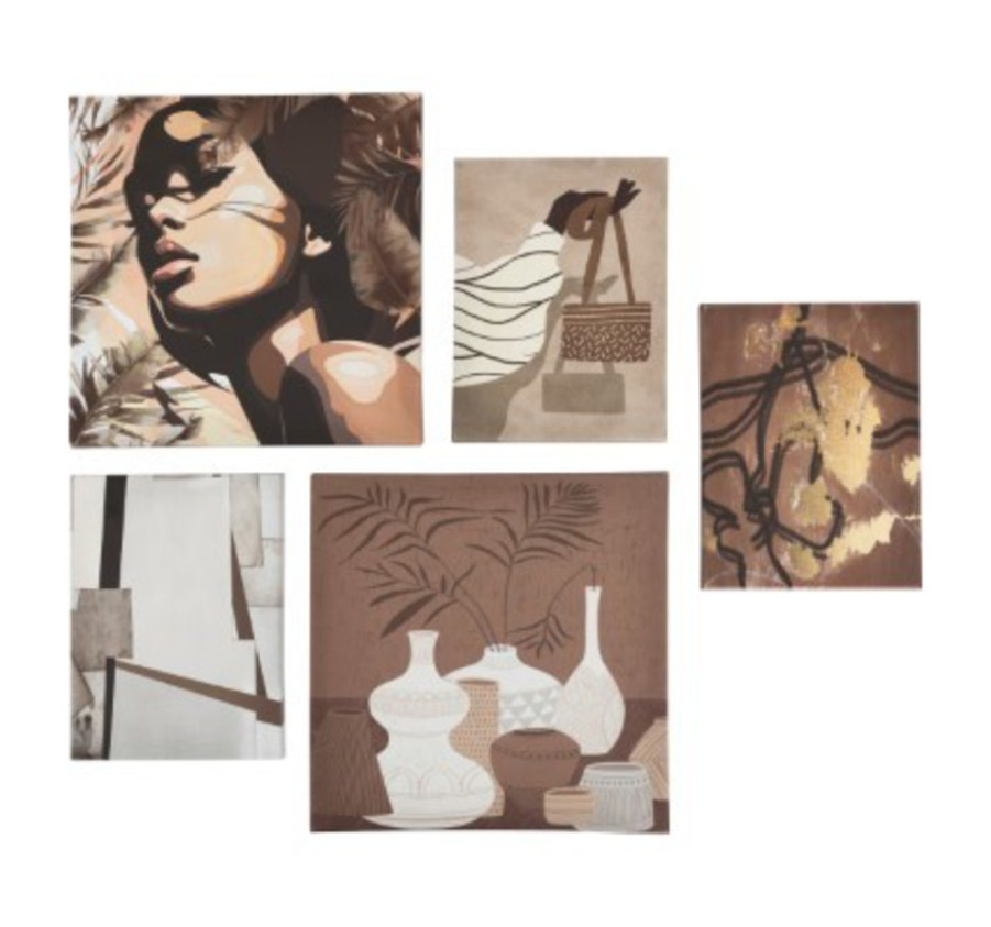 LOT DE 5 TOILES IMPRIMEES