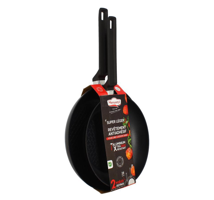 SET 2 POELES FRYPANS D.24e28CM