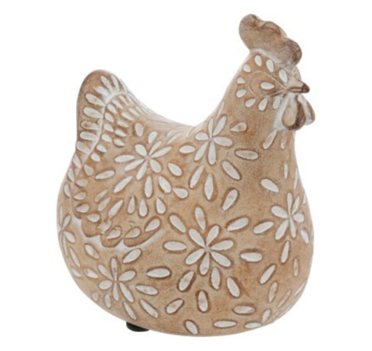 POULE EN RESINE MOTIFS FLEURIS︱Lory
