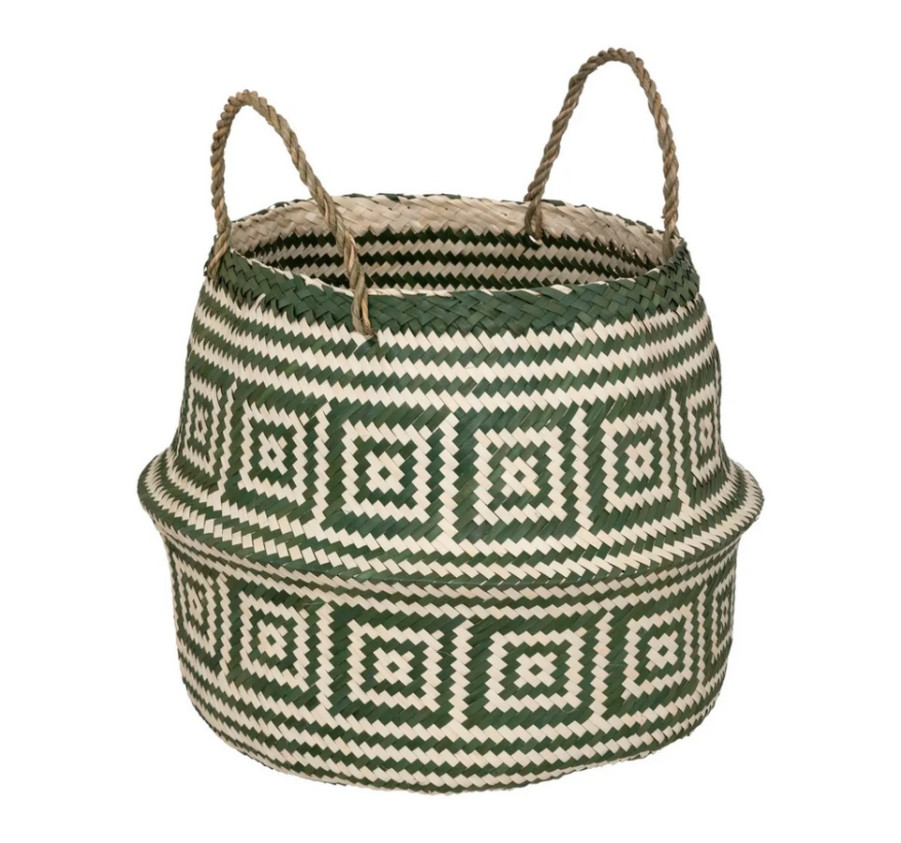 PANIER PLIABLE EN ROSEAU VERT