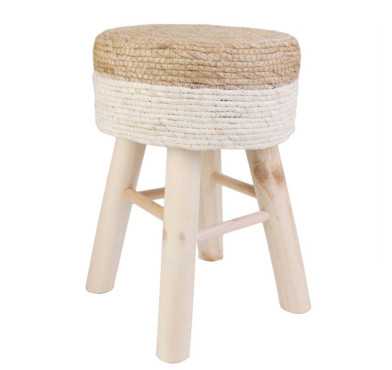 Tabouret tressé beige en jute et bois 30x42x30cm | Lory