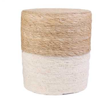 Pouf tressé beige en jute 35x41x35cm | Lory