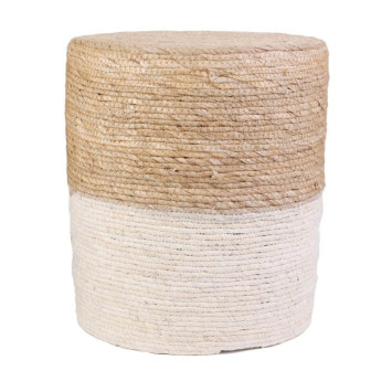 Pouf tressé beige en jute 35x41x35cm | Lory