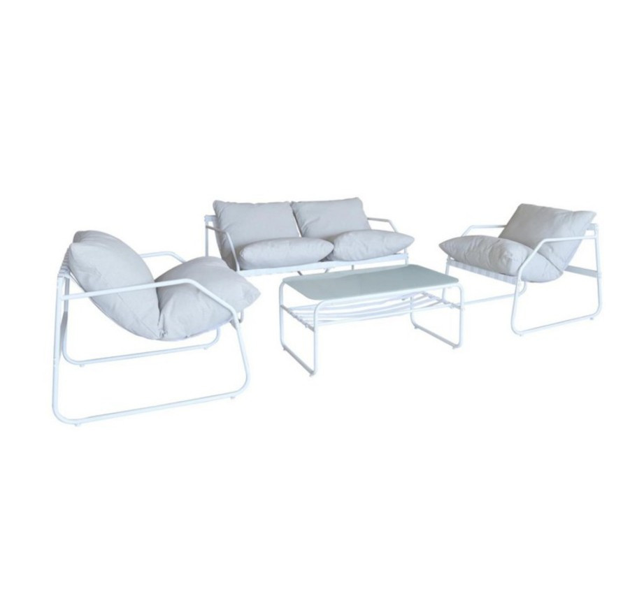 SALON DE JARDIN METAL BLANC