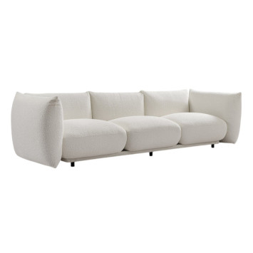 Canapé organique Mona en bouclette blanche 282x98x70cm | Lory
