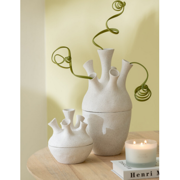 VASE CORAIL EN ARGILE BLANC