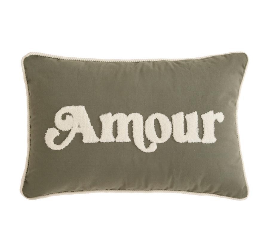 COUSSIN EN COTON BRODE AMOUR