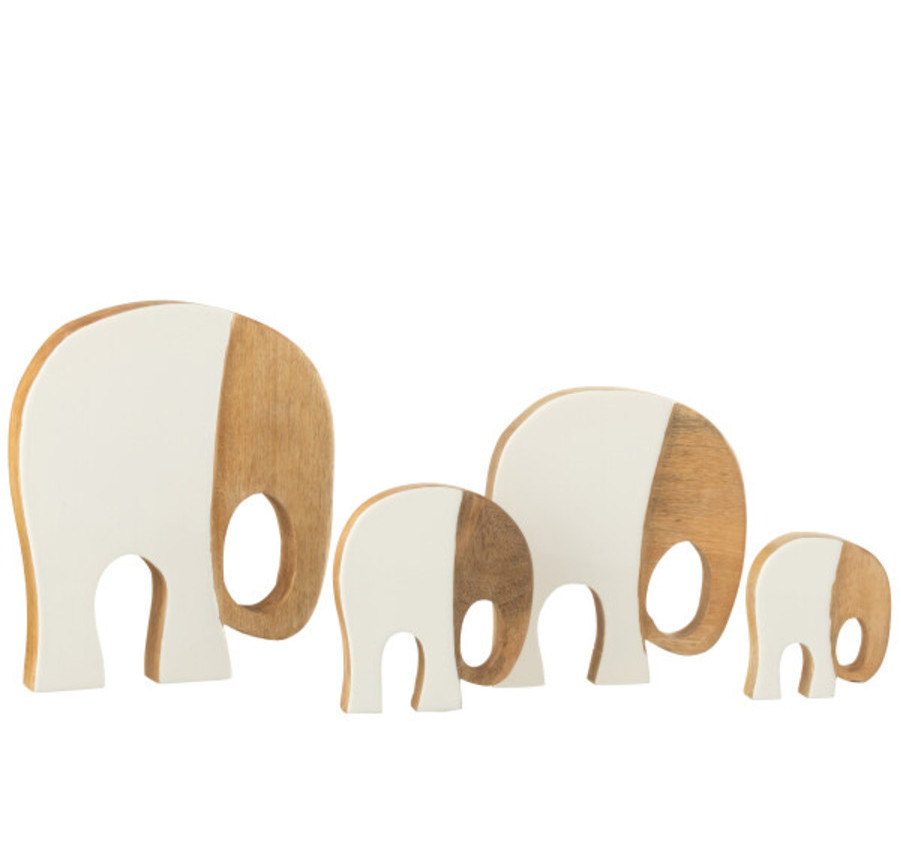 SET DE 4 ELEPHANTS EN BOIS