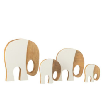 SET DE 4 ELEPHANTS EN BOIS