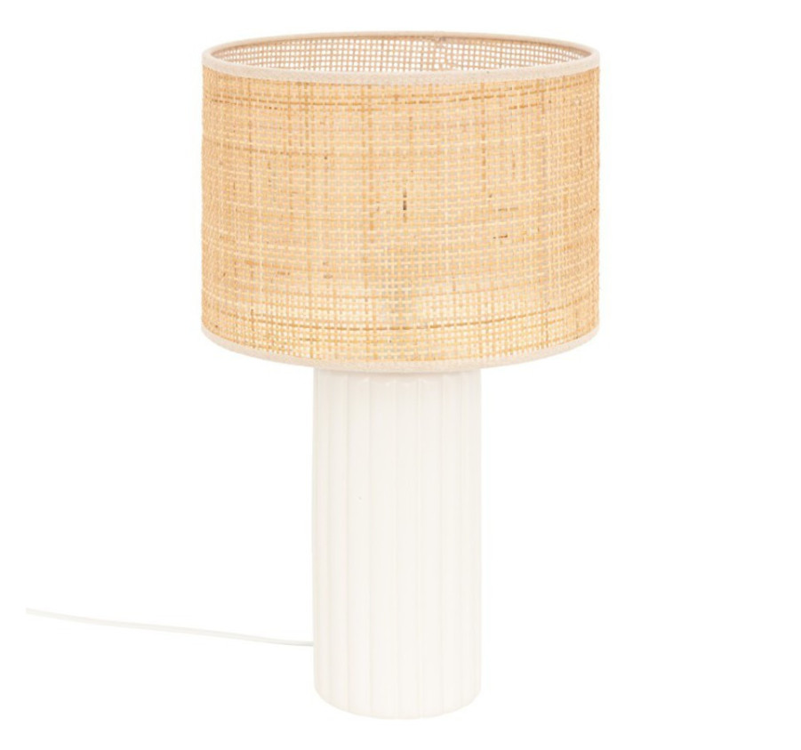 LAMPE EN CERAMIQUE ET ROTIN
