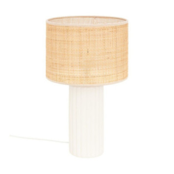 LAMPE EN CERAMIQUE ET ROTIN