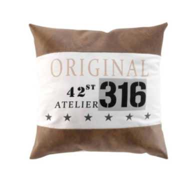 COUSSIN 50X50 IMIT. CUIR BLANC