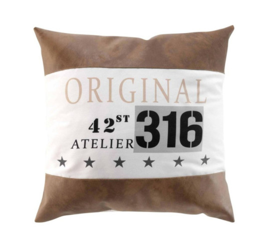 COUSSIN 50X50 IMIT. CUIR BLANC
