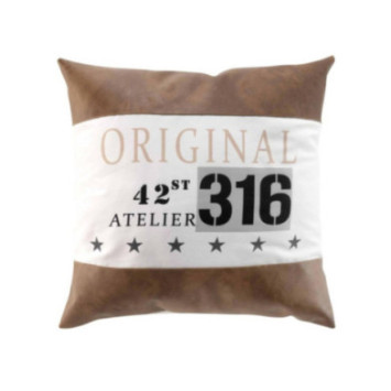COUSSIN 50X50 IMIT. CUIR BLANC