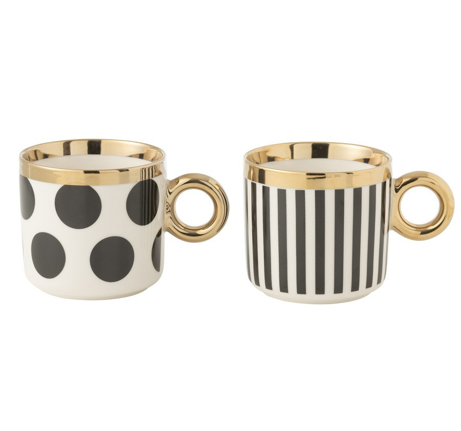 MUG EN CERAMIQUE NOIR BLANC OR