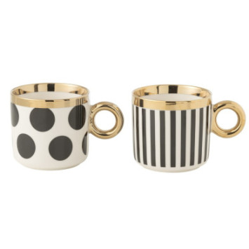 MUG EN CERAMIQUE NOIR BLANC OR