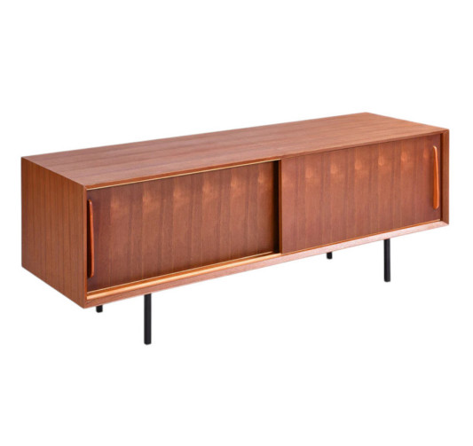 Buffet B60 bois de teck style année 60 150x45x58cm pieds métal noir | Lory