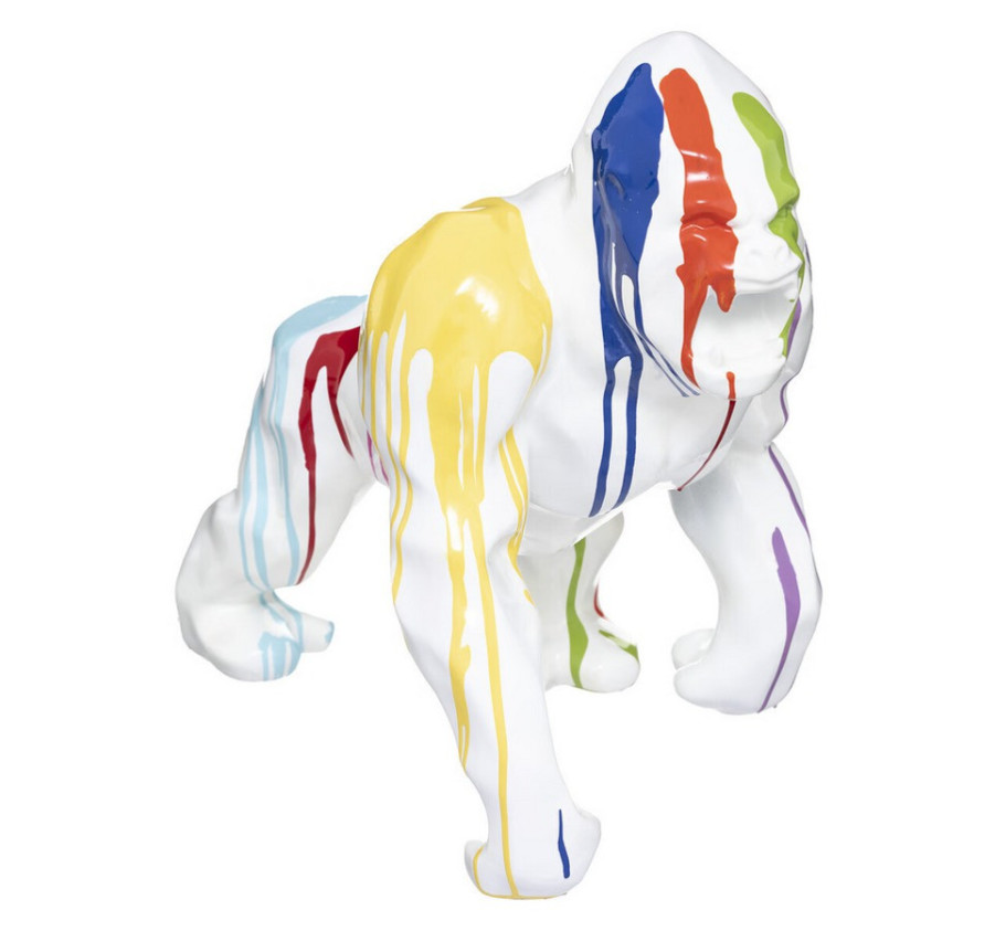 STATUE GORILLE EN RESINE BLANC