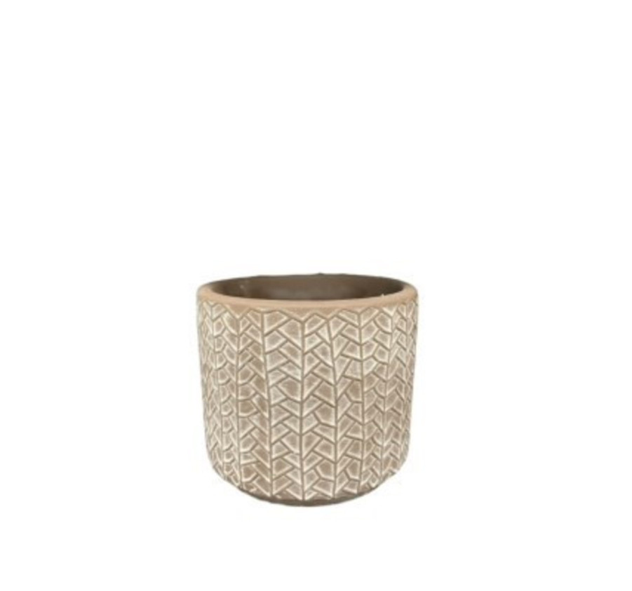 CACHE POT EN CERAMIQUE - BRUN