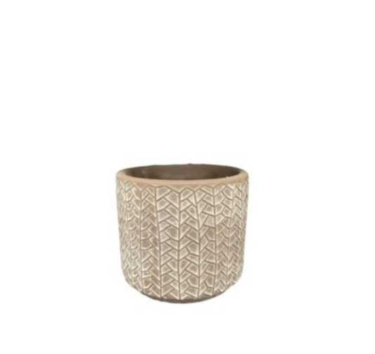 CACHE POT EN CERAMIQUE - BRUN