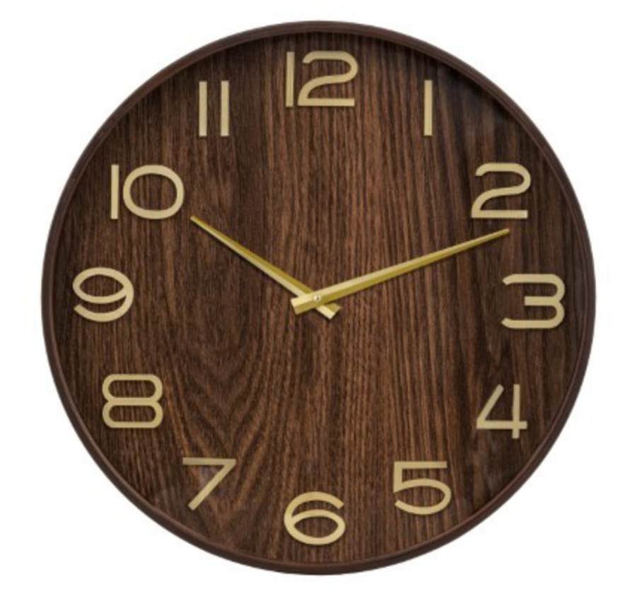 HORLOGE EN BOIS MARRON D55CM